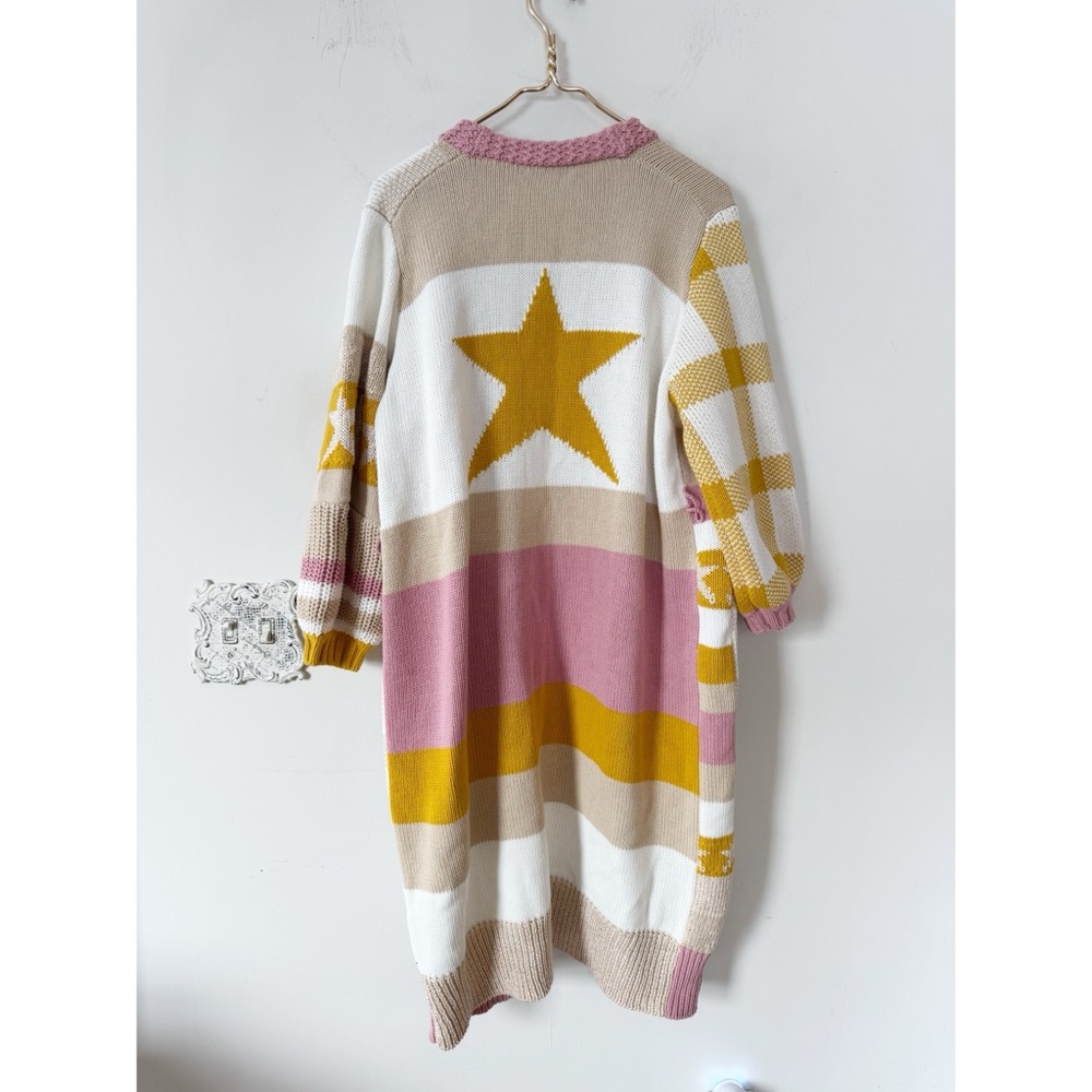LoveShackFancy Grayson Duster Cardigan Desert Sunset Gingham Striped Star XS / S - Picture 6 of 11